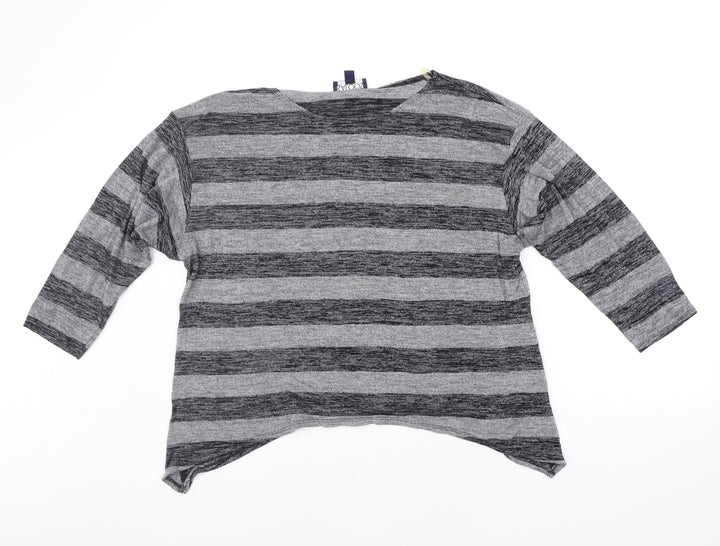 Saloos Womens Grey Striped Pullover Jumper Size 16