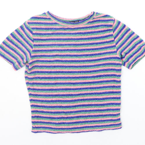 Berksha Girls Blue Striped  Pullover Jumper Size M