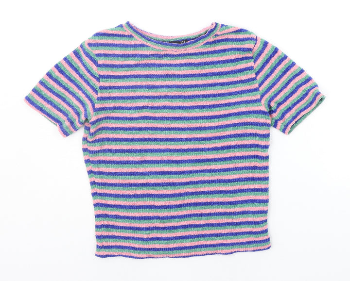 Berksha Girls Blue Striped  Pullover Jumper Size M