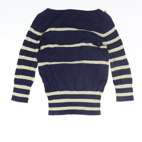 a wear  Womens Blue Striped  Pullover Jumper Size 10