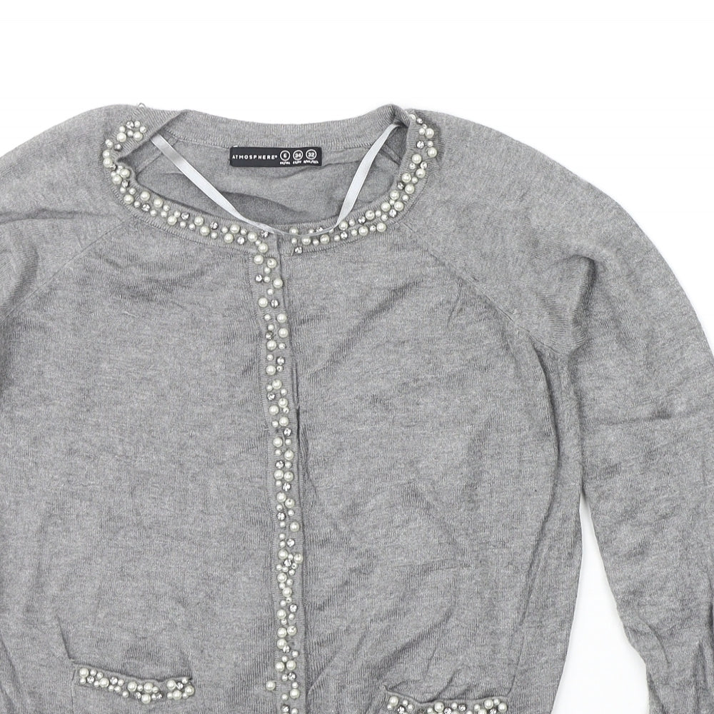Atmosphere Womens Grey Houndstooth  Pullover Jumper Size 6