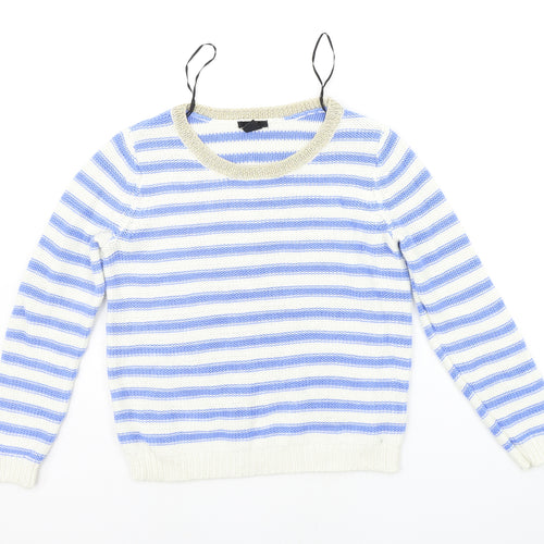 H&M Womens Blue Striped  Henley Jumper Size S