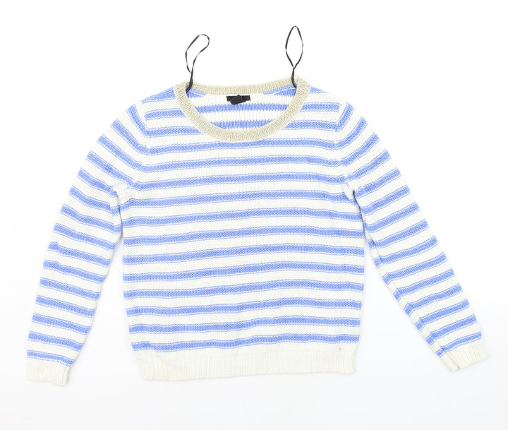H&M Womens Blue Striped Henley Jumper Size S