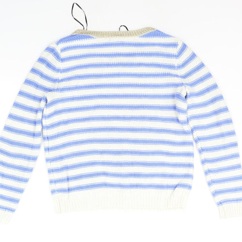 H&M Womens Blue Striped  Henley Jumper Size S