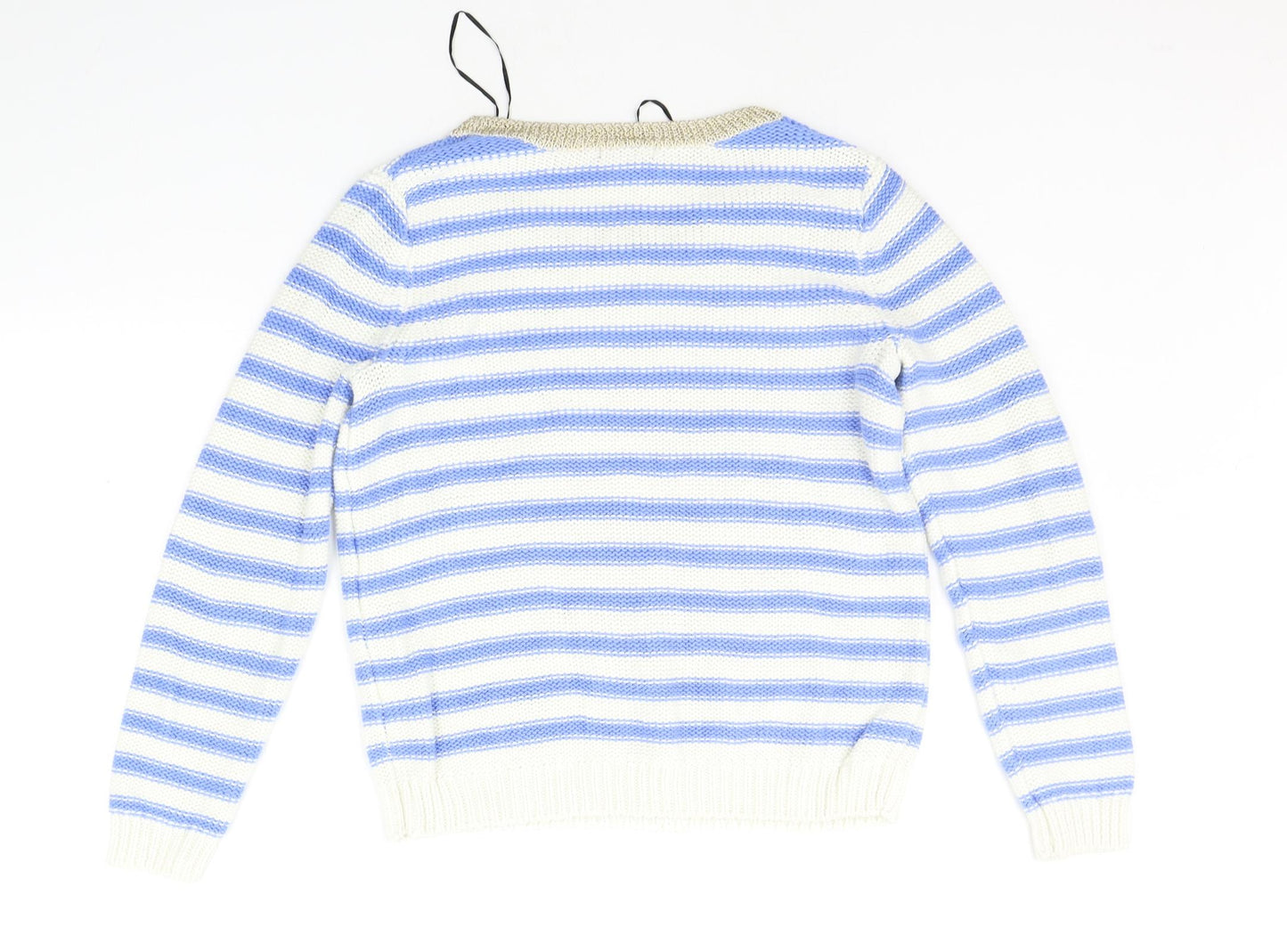 H&M Womens Blue Striped  Henley Jumper Size S