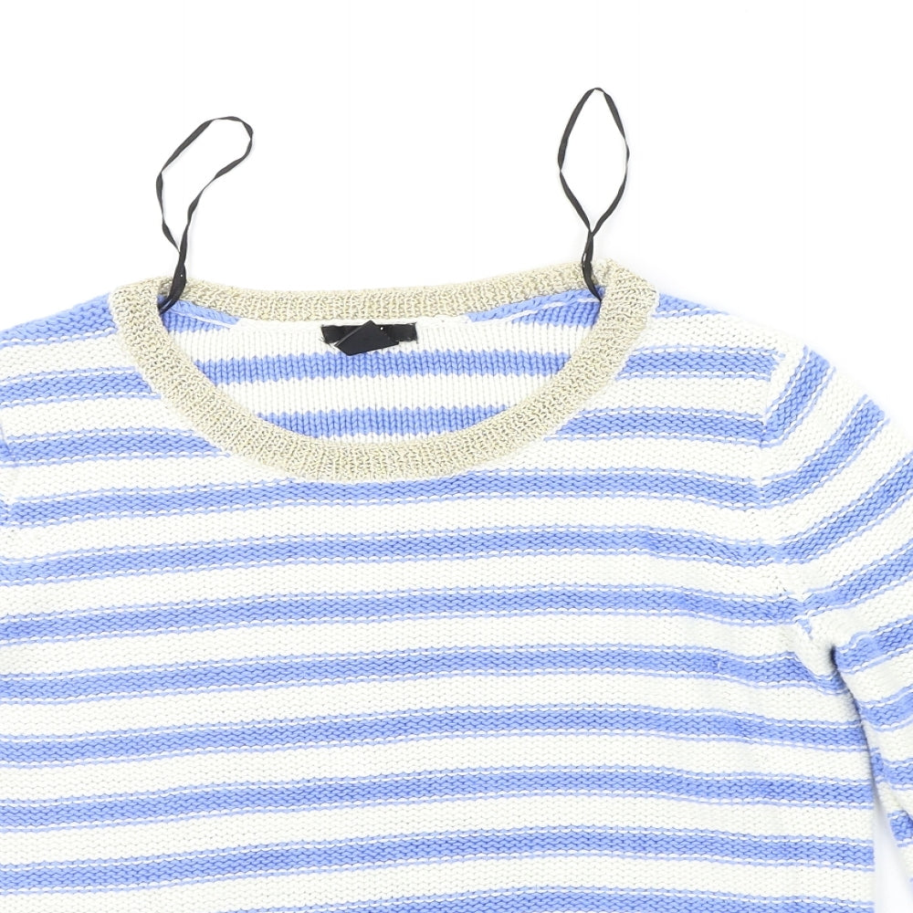 H&M Womens Blue Striped  Henley Jumper Size S