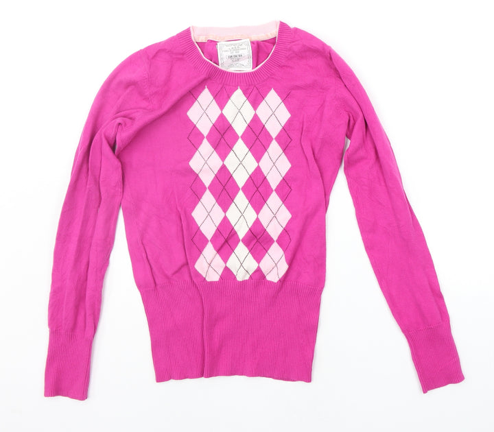 H&M Girls Pink Geometric  Pullover Jumper Size 13-14 Years