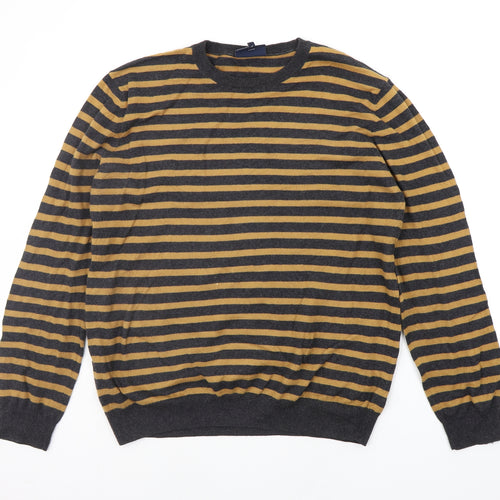 John Lewis Mens Orange Striped  Pullover Jumper Size L