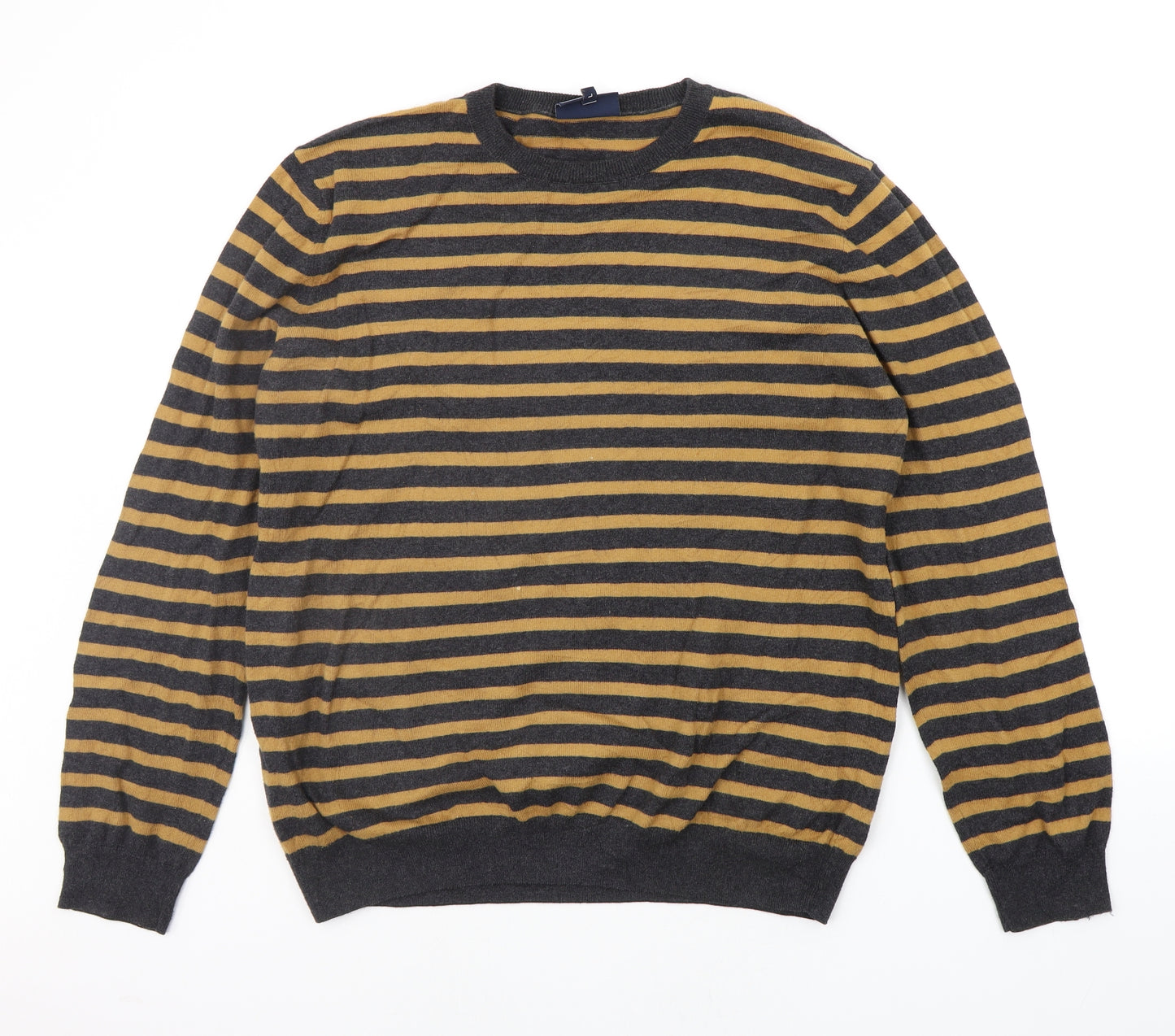 John Lewis Mens Orange Striped  Pullover Jumper Size L