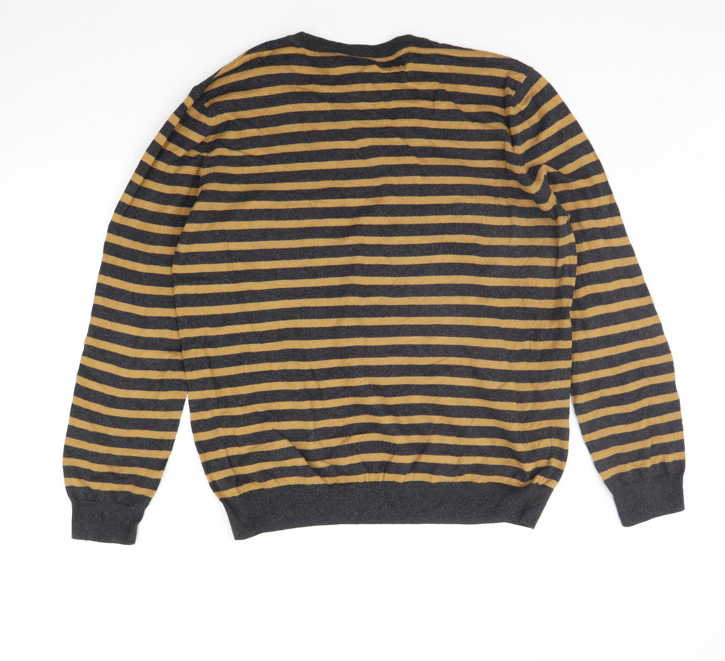 John Lewis Mens Orange Striped  Pullover Jumper Size L