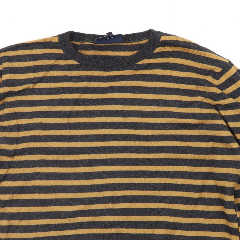 John Lewis Mens Orange Striped  Pullover Jumper Size L