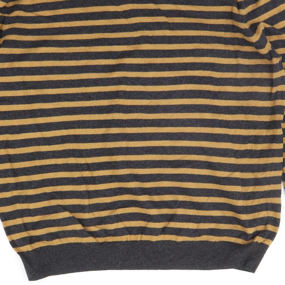 John Lewis Mens Orange Striped  Pullover Jumper Size L