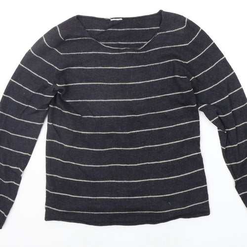 Preworn Womens Black Striped  Pullover Jumper Size M