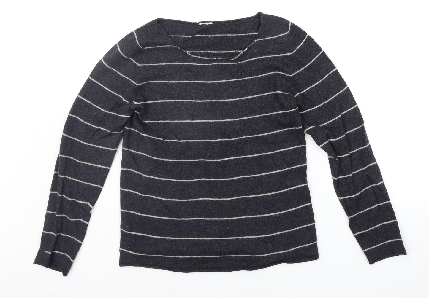 Preworn Womens Black Striped  Pullover Jumper Size M