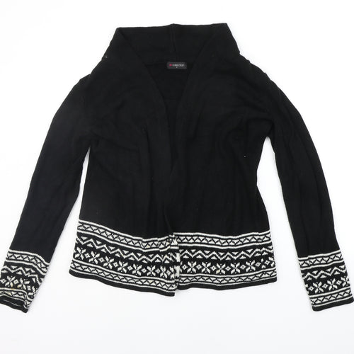 BM COLLECTION Womens Black Geometric  Cardigan Jumper Size S