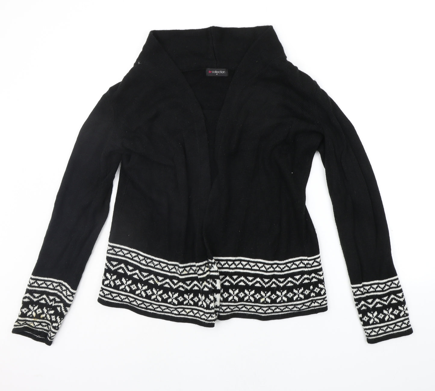 BM COLLECTION Womens Black Geometric  Cardigan Jumper Size S