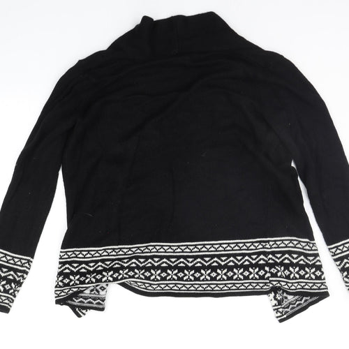 BM COLLECTION Womens Black Geometric  Cardigan Jumper Size S