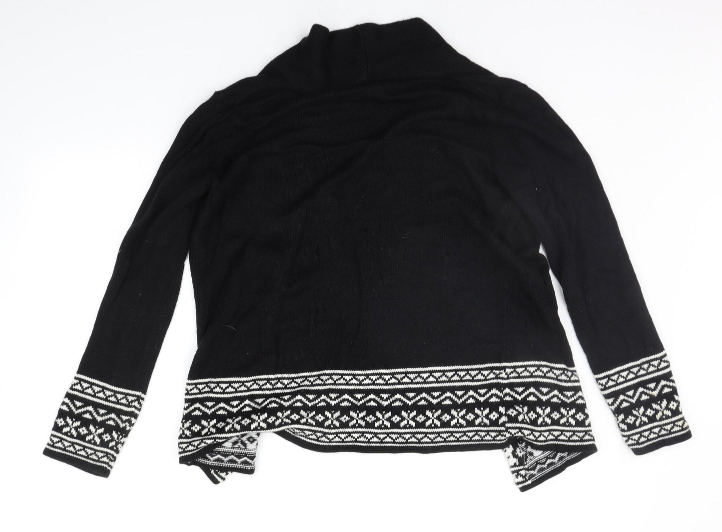 BM COLLECTION Womens Black Geometric  Cardigan Jumper Size S