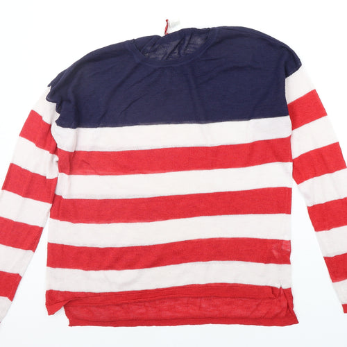 Divided Womens Red Striped  Pullover Jumper Size M