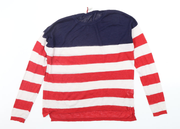Divided Womens Red Striped Pullover Jumper Size M