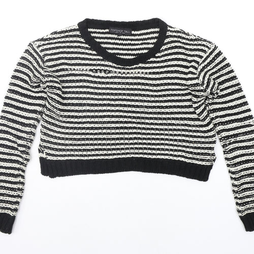 Topshop Womens Black Striped  Pullover Jumper Size 10