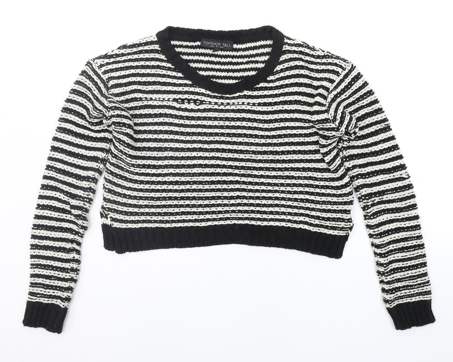 Topshop Womens Black Striped  Pullover Jumper Size 10