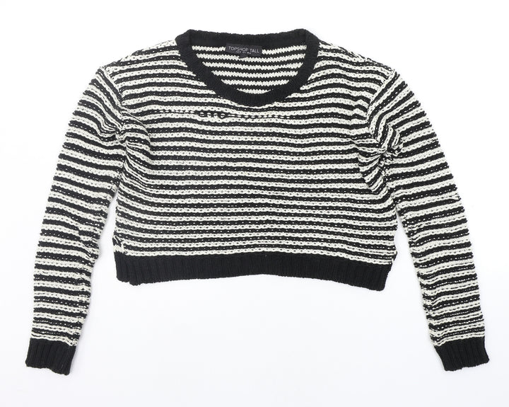 Topshop Womens Black Striped  Pullover Jumper Size 10
