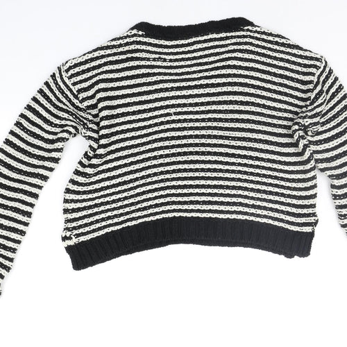 Topshop Womens Black Striped  Pullover Jumper Size 10