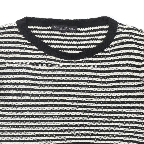 Topshop Womens Black Striped  Pullover Jumper Size 10