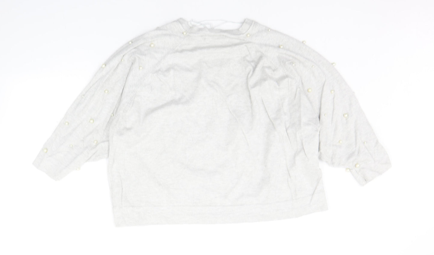 Zara Womens Grey   Pullover Jumper Size M  - perl detail