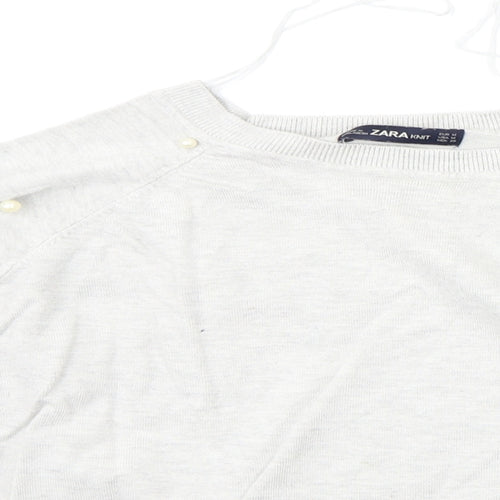 Zara Womens Grey   Pullover Jumper Size M  - perl detail