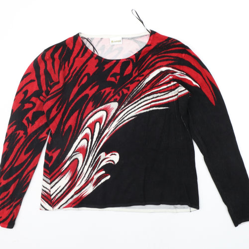Roman Originals Womens Black Geometric  Pullover Jumper Size L
