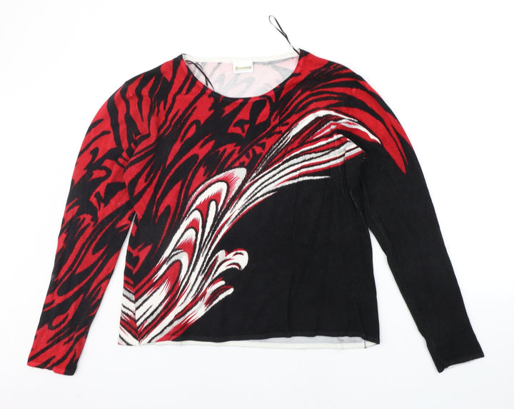 Roman Originals Womens Black Geometric Pullover Jumper Size L