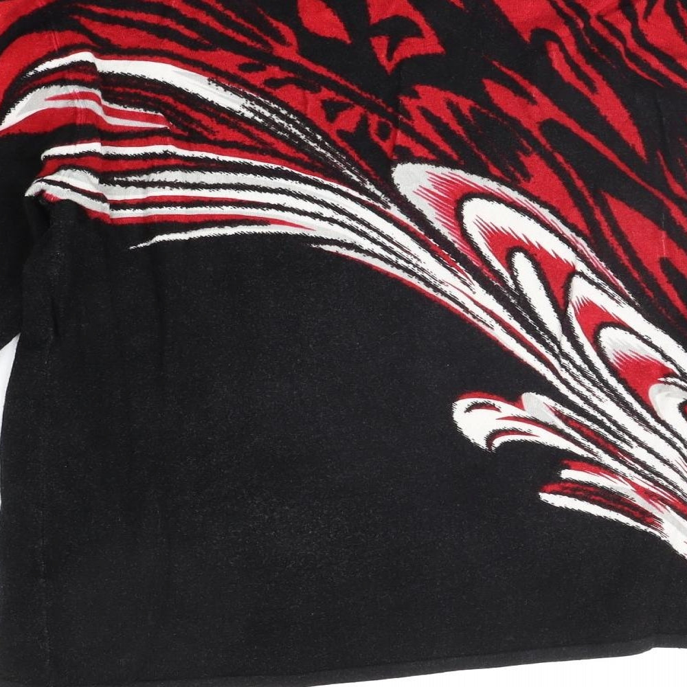 Roman Originals Womens Black Geometric  Pullover Jumper Size L