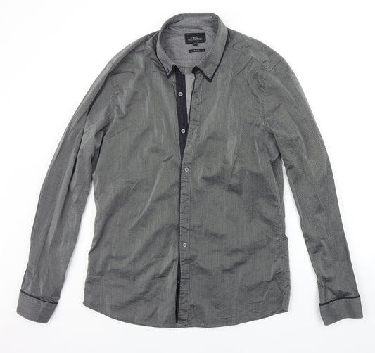 Front view of Next men’s grey button-up, size L