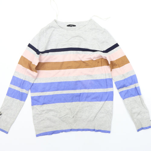 M&Co Womens Grey Striped  Pullover Jumper Size 10