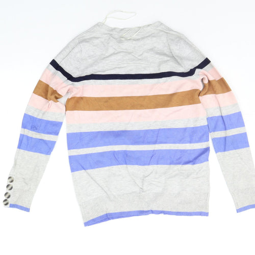 M&Co Womens Grey Striped  Pullover Jumper Size 10