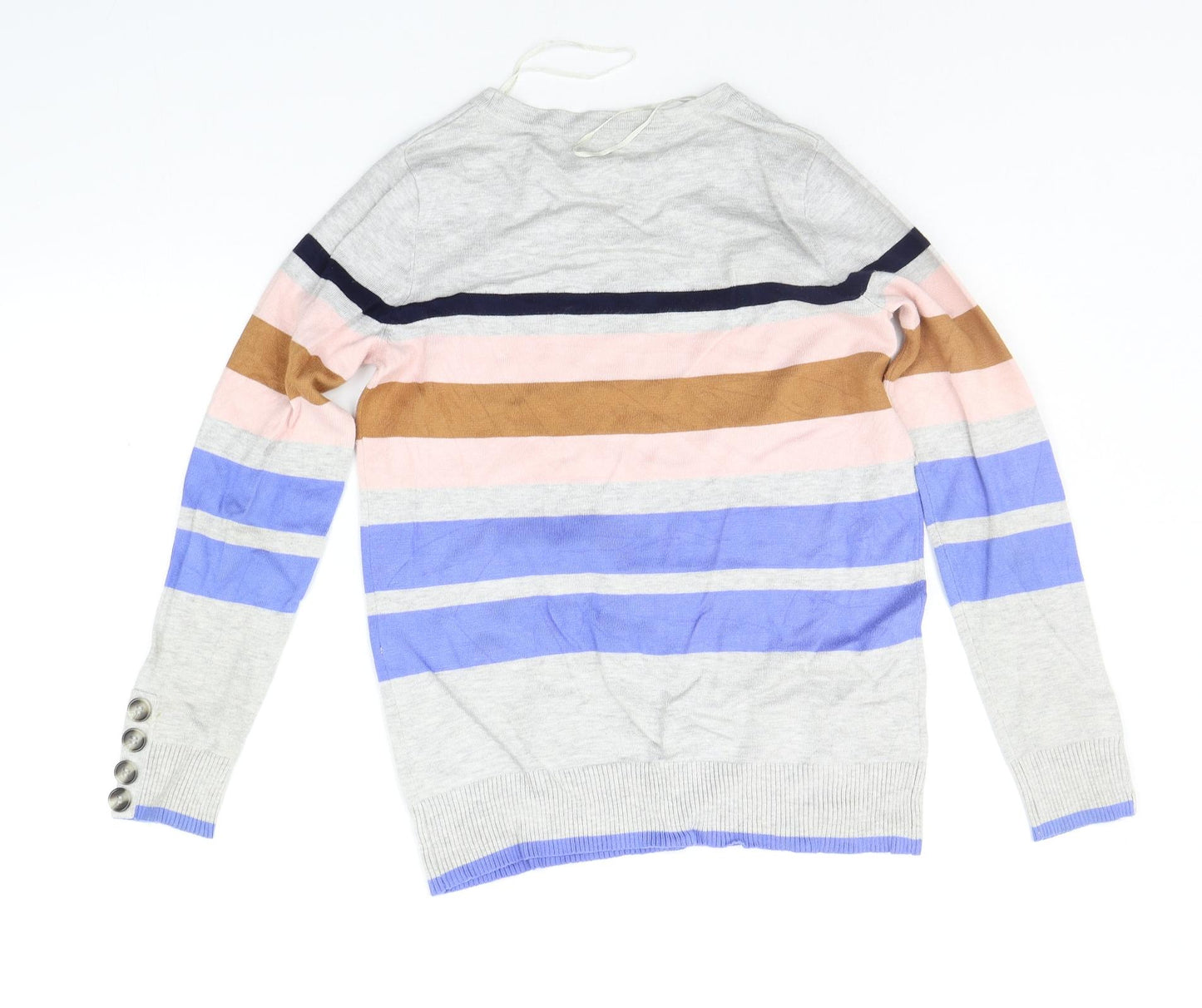 M&Co Womens Grey Striped  Pullover Jumper Size 10