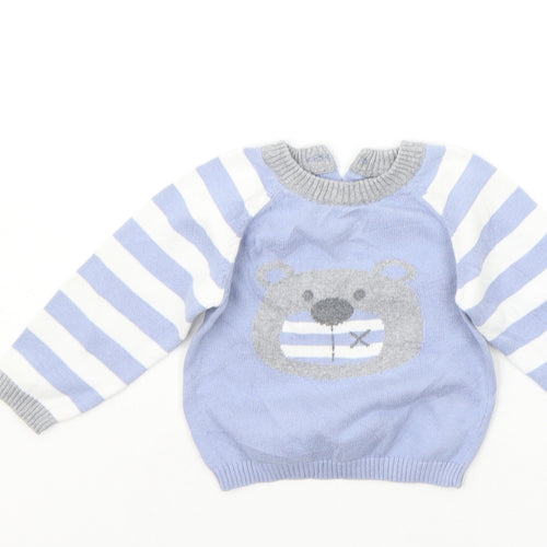 Earlydays Baby Blue Striped  Pullover Jumper Size 6-9 Months  - bear