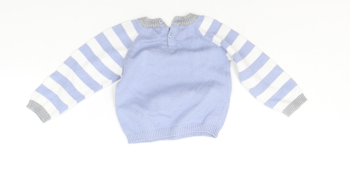 Earlydays Baby Blue Striped  Pullover Jumper Size 6-9 Months  - bear