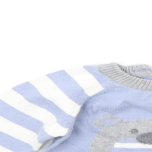 Earlydays Baby Blue Striped  Pullover Jumper Size 6-9 Months  - bear