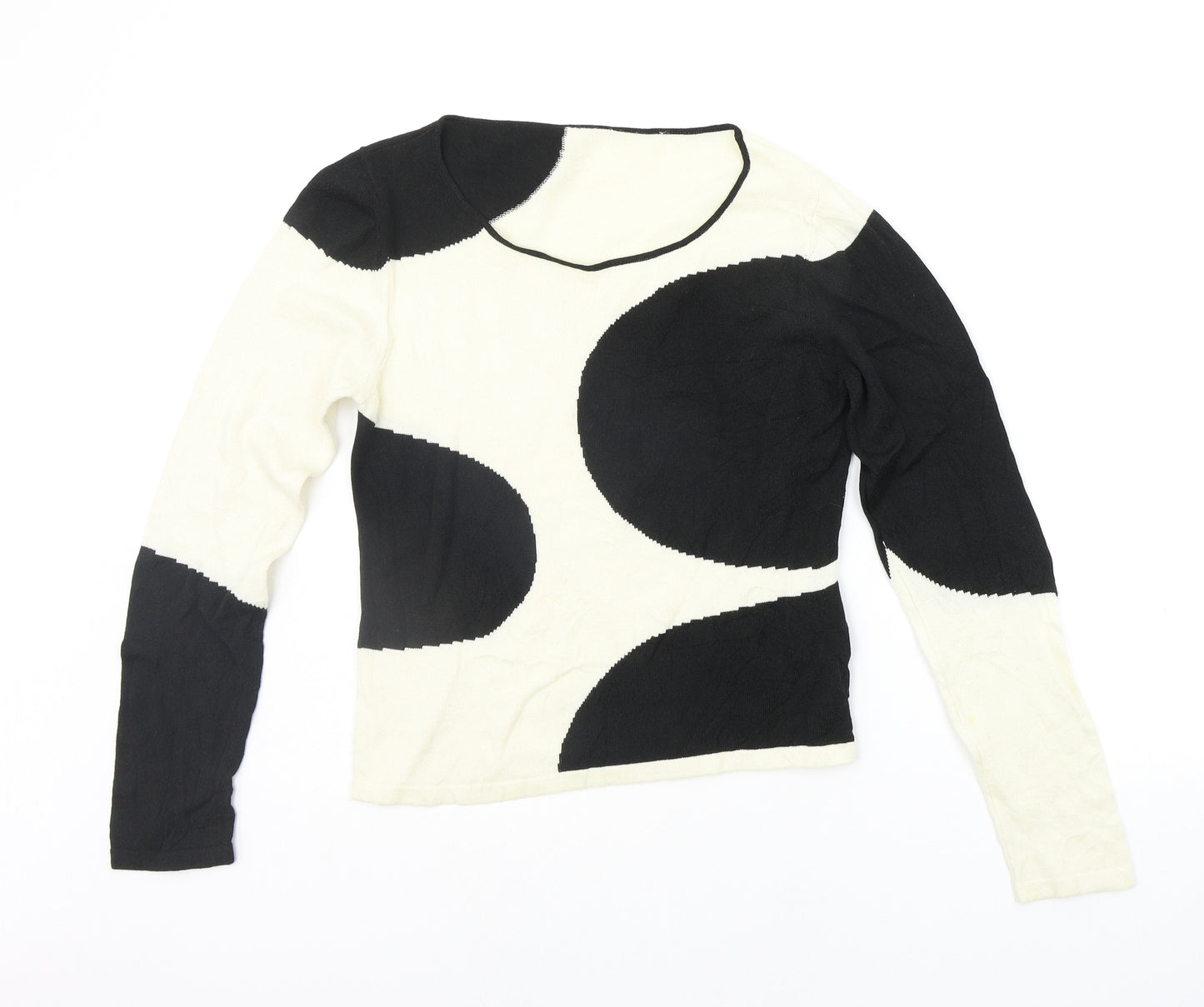 GVB Womens Black Geometric  Pullover Jumper Size L