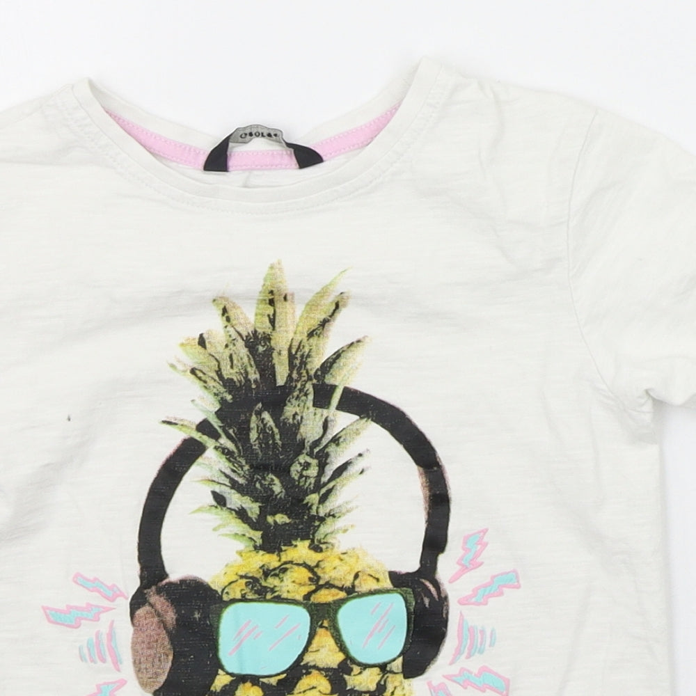 George Girls White   Basic T-Shirt Size 6-7 Years  - Pinapple