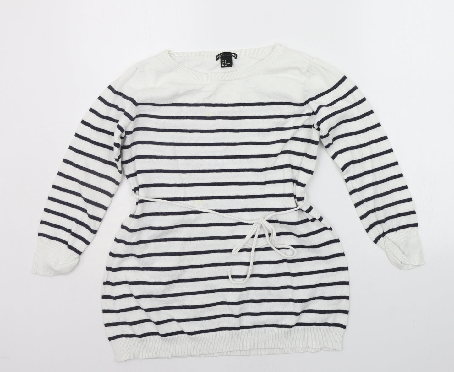 H&M Womens White Striped  Pullover Jumper Size S