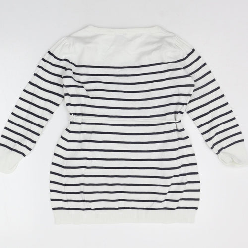 H&M Womens White Striped  Pullover Jumper Size S