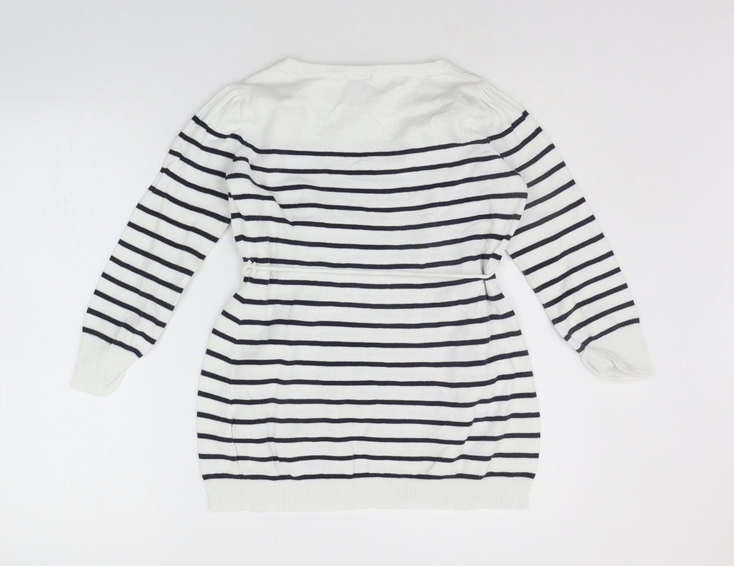 H&M Womens White Striped  Pullover Jumper Size S