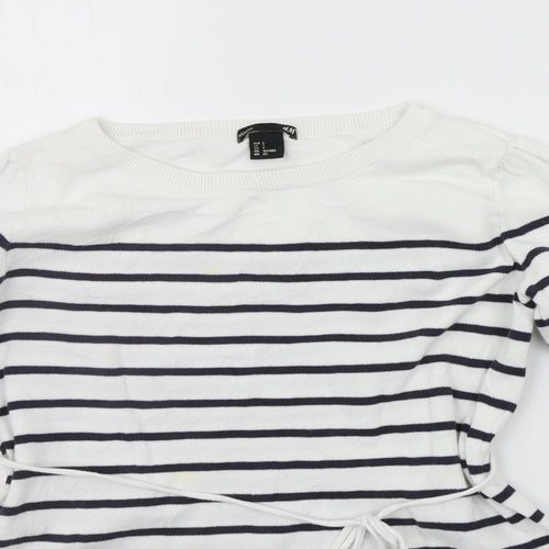 H&M Womens White Striped  Pullover Jumper Size S