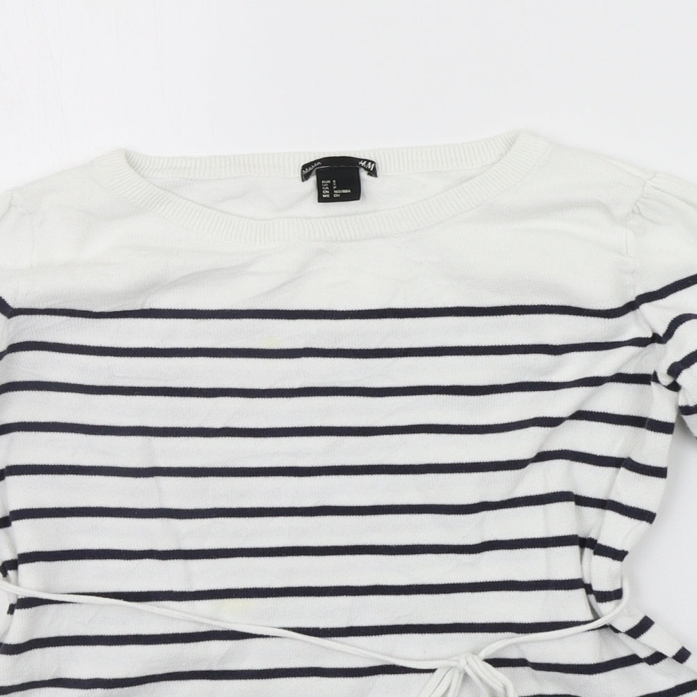 H&M Womens White Striped  Pullover Jumper Size S