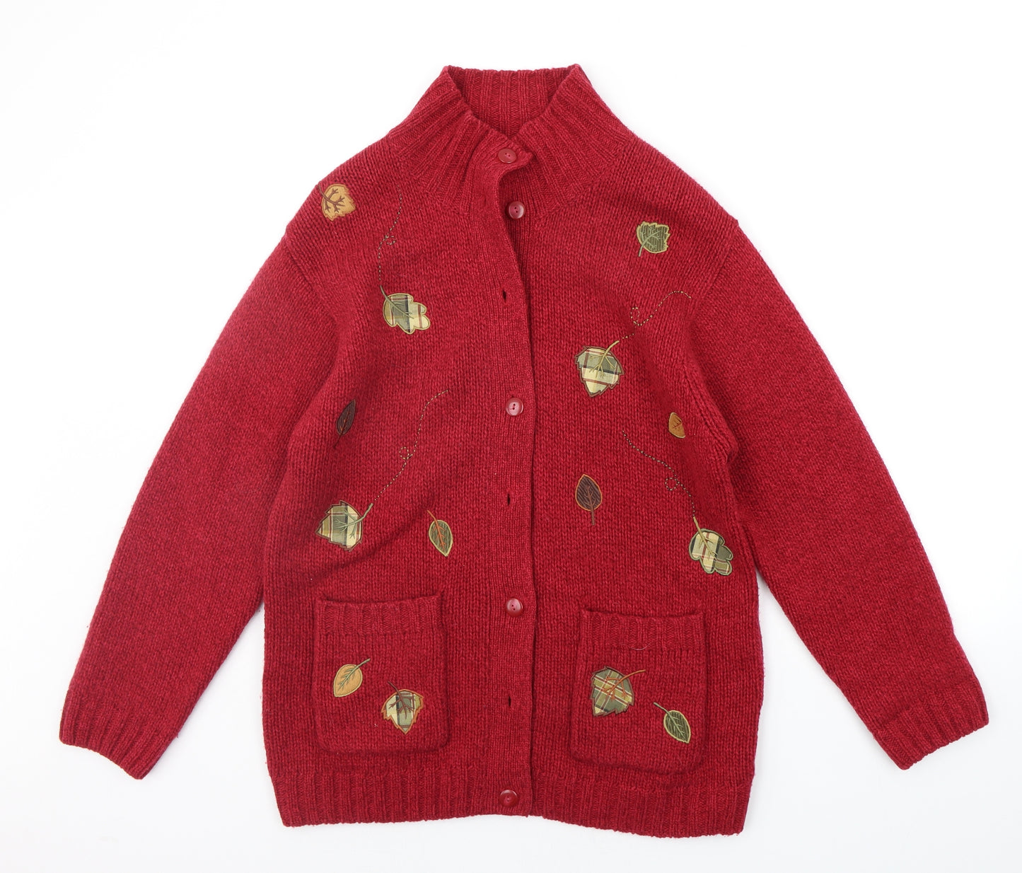 Tulchan Womens Red   Cardigan Jumper Size M  - LEAFS