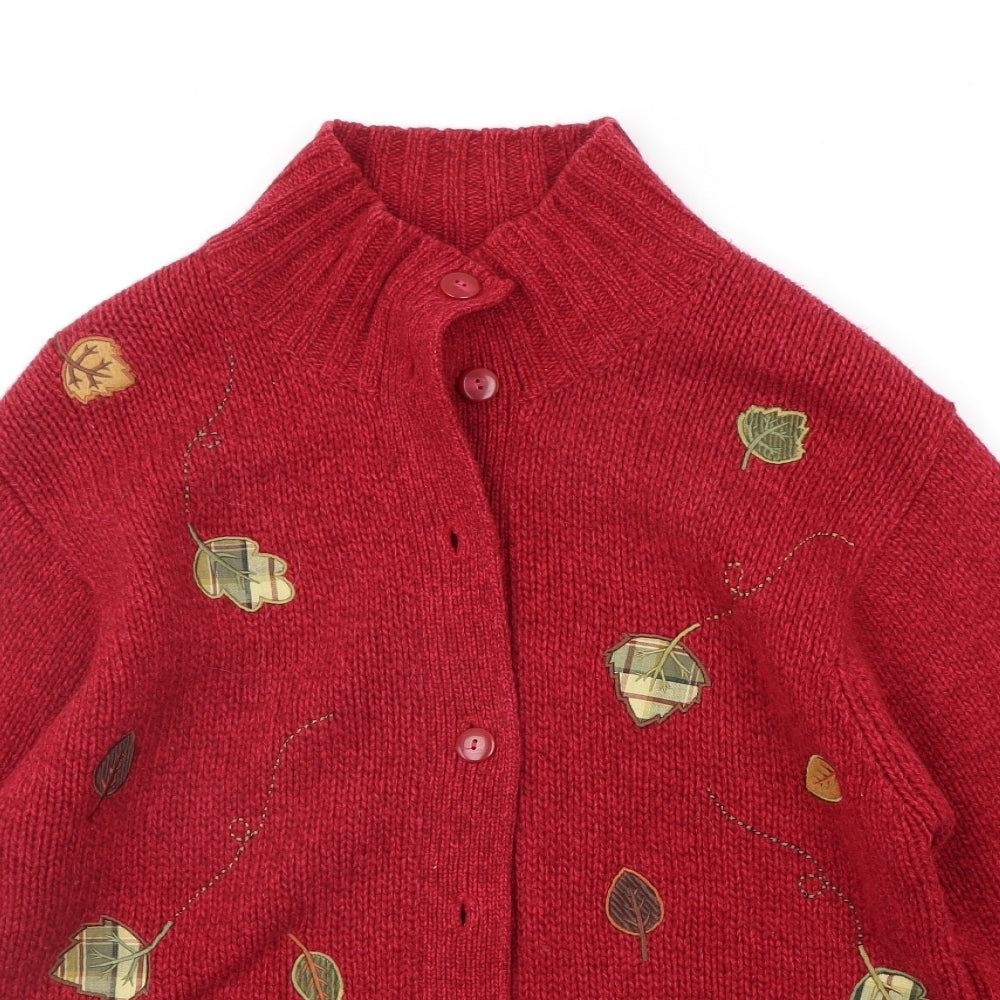 Tulchan Womens Red   Cardigan Jumper Size M  - LEAFS